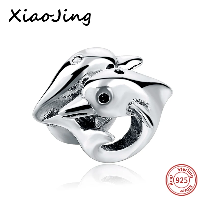 

2017 Real 925 Sterling Silver Animal Cute Dolphin Beads Charm Fit Authentic Pandora Bracelet Pendants DIY Original Jewelry Gifts