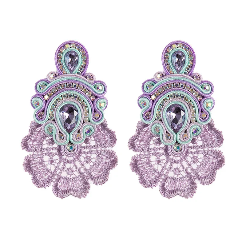 KPACTA Модные Винтажные этнические серьги женские большие серьги новые суташи ручной работы кристалл кулон серьги подарок на вечеринку Oorbellen - Окраска металла: purple