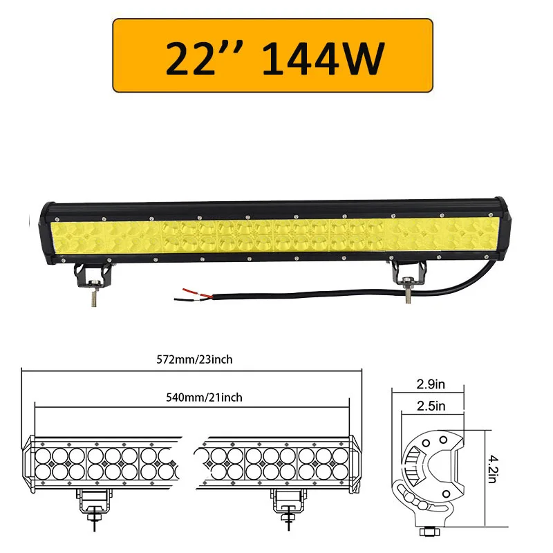 Auxtings желтый 20 дюймов 126 Вт 12 ''22'' 20 ''внедорожный светодиодный светильник 12 в 24 В точечный прожектор Янтарный противотуманный фонарь для джипа автомобиля 4WD грузовика внедорожника