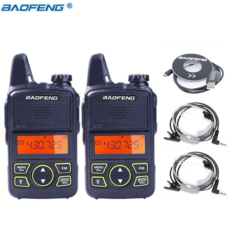 2 шт. BAOFENG BF T1 мини двухстороннее радио UHF 400 470 МГц 20CH BFT1 портативная рация легко