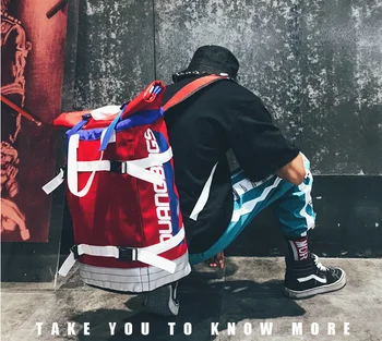 

High Capacity New Designer Harajuku Backpack Men Leisure Street Cloth Bag Unisex Hip Hop Travel Couple Bags Mochila D885