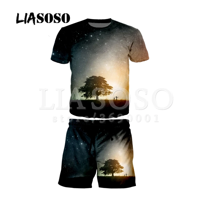 LIASOSO 3d принт Забавный Рик и Морти галактика Деревья Мужские шорты наборы пляжные Летние повседневные шорты доска шорты брюки X0590
