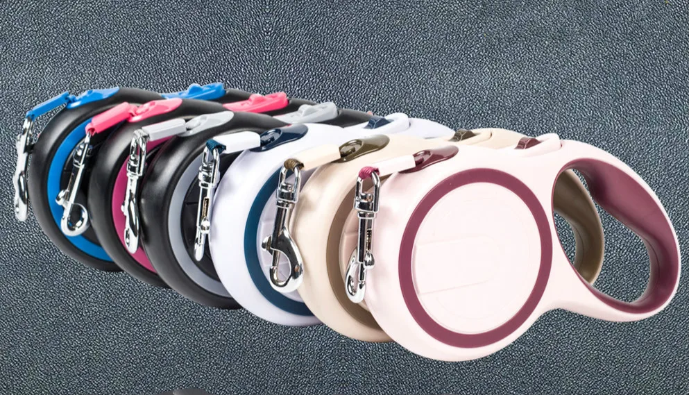 

New pet supplies dog traction high quality 3 m 5 dual color automatic retractor rope chain automatically telescopic