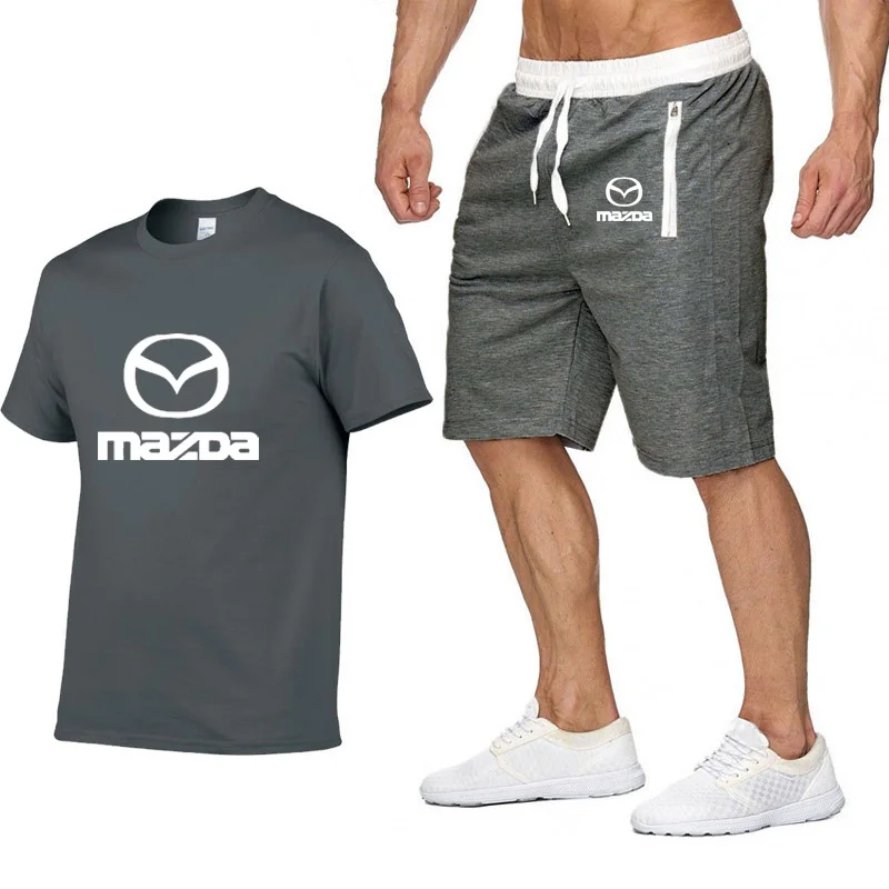 

Mens Short sleeve Mazda Car Logo Summer Mens t Shirt Hip Hop Harajuku T-Shirt high quality Cotton T Shirts pants suit Sportswear