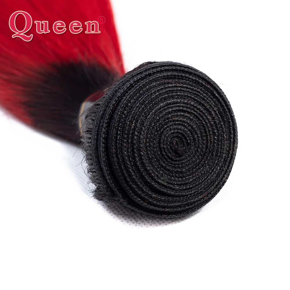 Queen Hair Products Remy Ombre Red Hair Bundles With Closure 3 Bundles With Closure Dark Roots Queen Red Peruvian Straight Hair