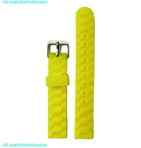 16mm Fun Neon Yellow Silicone Jelly Rubber Unisex Watch Band Straps WB1060Q16JB