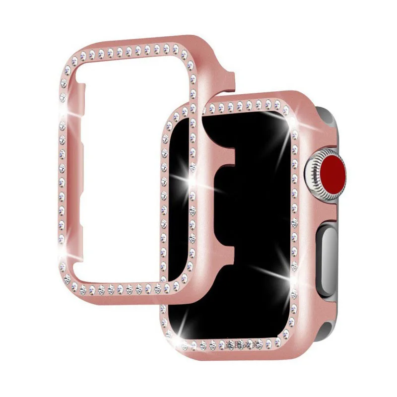 

Diamond Case For Apple watch Cover 42mm 38mm 40mm 44mm Series 4/3/2/1 Aluminum Alloy Metal Frame Bumper For iWatch Shell Band