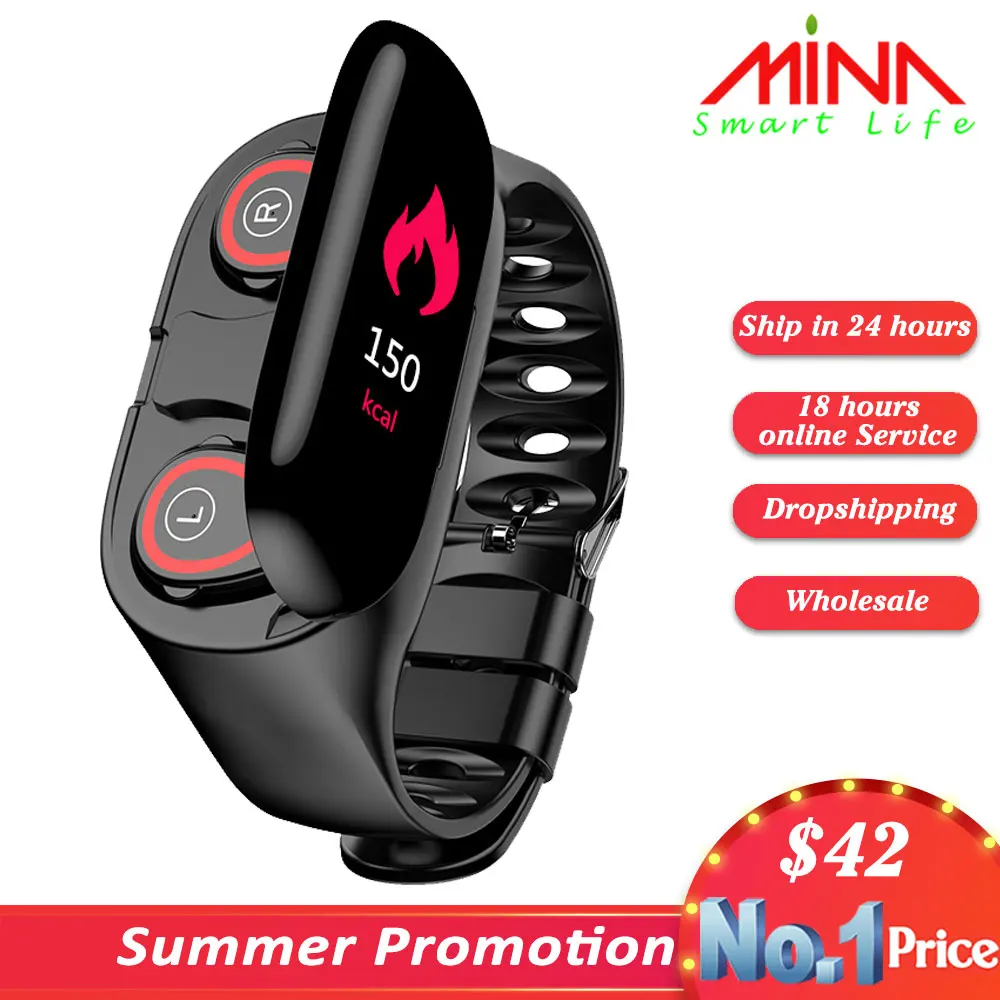 

M1 Newest AI Smart Watch With Bluetooth Earphone Heart Rate Monitor Smart Wristband Long Time Standby Sport Watch Men