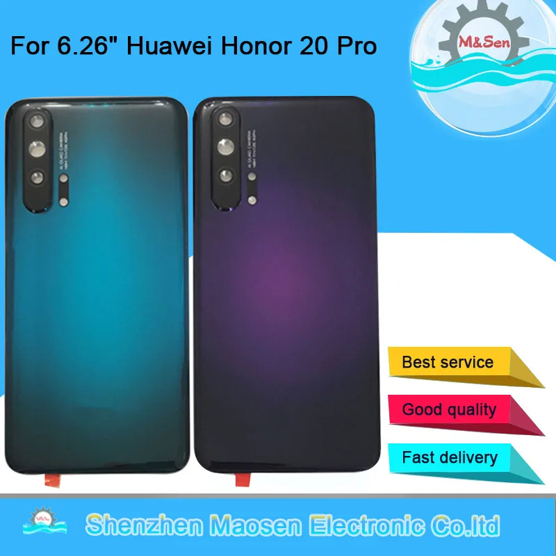 

Original M&Sen For 6.26" Huawei Honor 20 Pro 3D Glass Back Battery Cover Housing+Camera Metal Frame+Lens+Flash+Tools+Sticker
