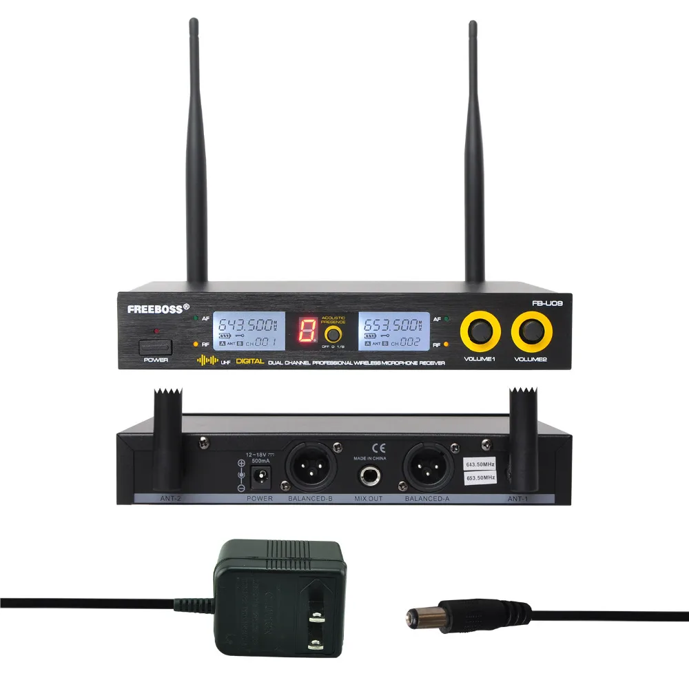 Freeboss FB U09H двухсторонний передатчик цифровой UHF беспроводной микрофон с ручкой +