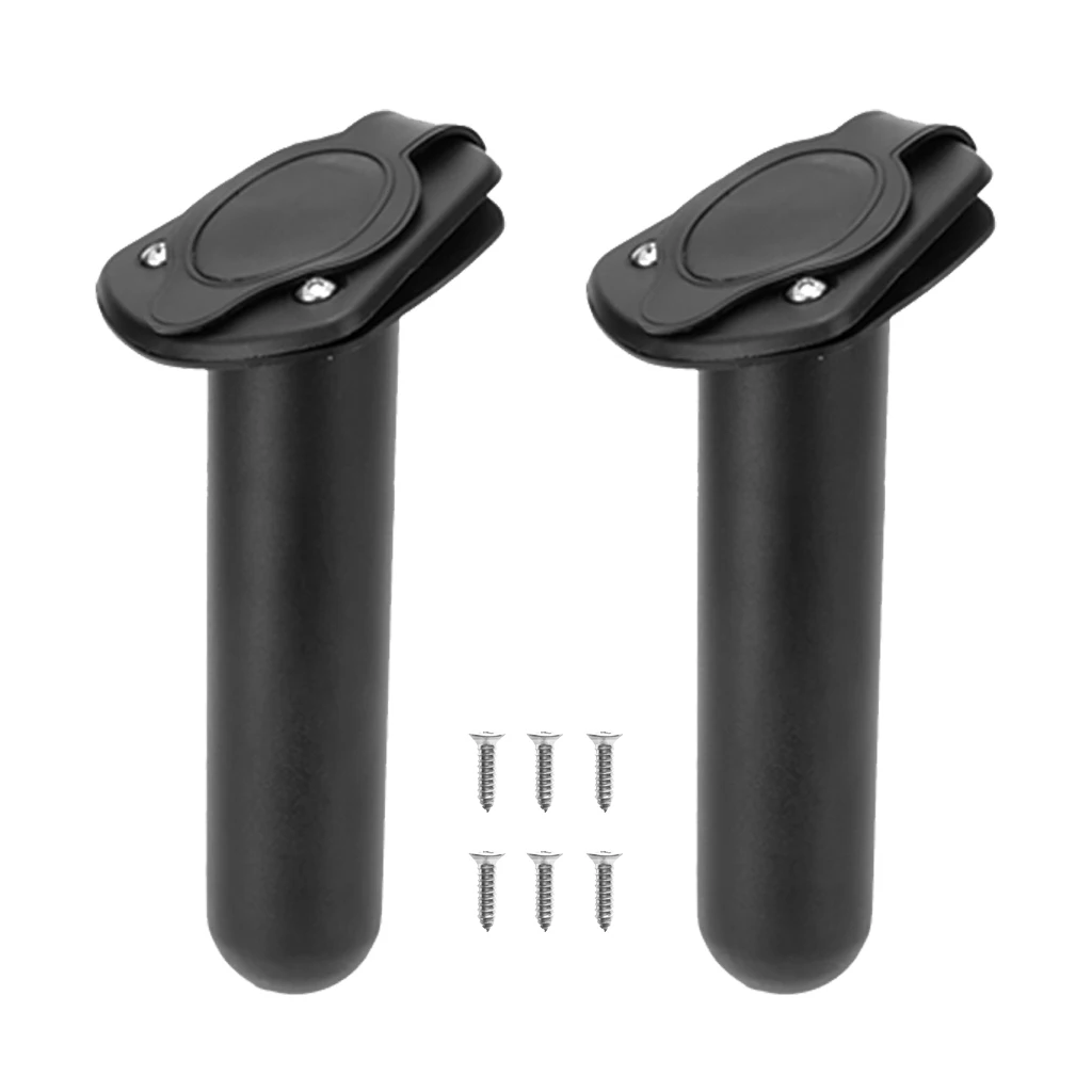 Pack of 2pcs Plastic Fishing Rod Holder with Cap for Kayak Canoe Flush Mount+ Screws