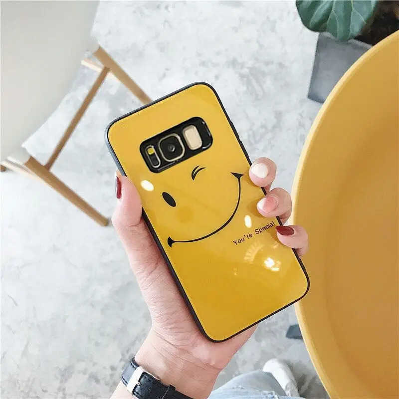 

S8 S9 Plus Cartoon Cute Smile Case For Samsung Galaxy S6 S7 Edge Plus Note 8 Shockproof back cover full protection