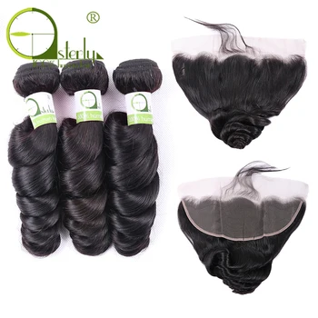 

Sterly Hair Loose Wave Bundles With Frontal Closure Brazilian Hair Weave Bundles With Closure Human Hair 3 Bundles With Closure