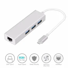 3 порта usb type C к USB 3,0 концентратор 10/100/1000 сетевая карта USB C концентратор Gigabit Ethernet Rj45 Lan адаптер для Macbook Chromebook
