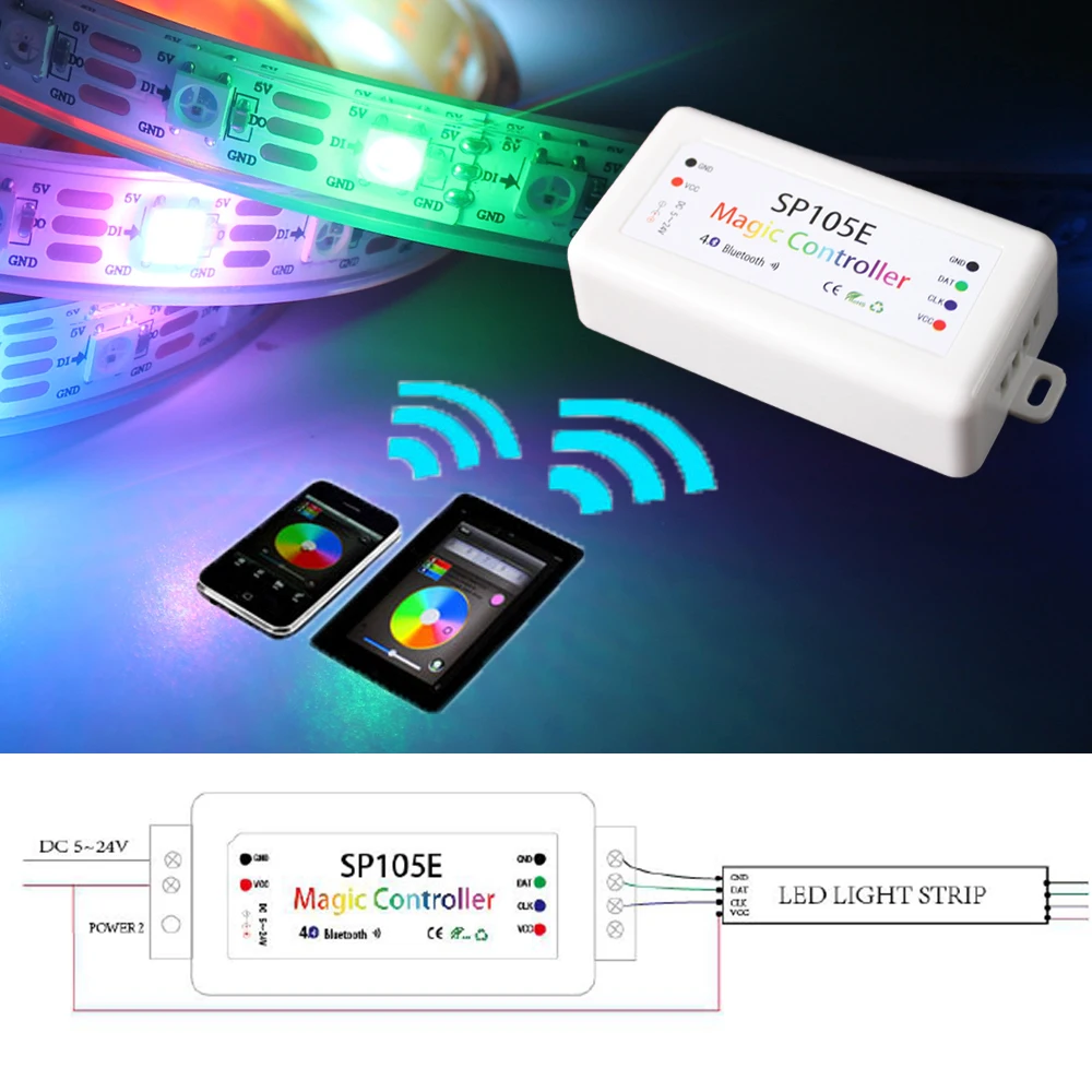 DC5-24V магический цветной контроллер пикселей WiFi/Bluetooth 4,0 Поддержка IOS/Android приложение для ws2811 ws2812b пикселей Светодиодная лента rgb