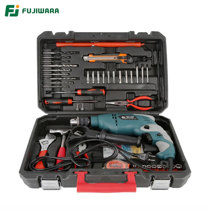 FUJIWARA 710W 220V 50HZ электрическая Ударная дрель 18/38/68 комплекты бытовой ручной Молот настенный сверлильный деревообрабатывающий сверлильный