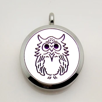 

Stainless Steel owl pendant necklace essential oil diffuser owl locket