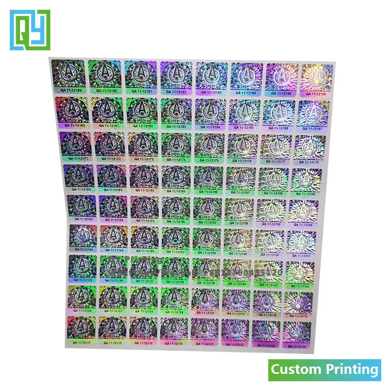 10000pcs 15x15mm 무료 배송 사용자 정의 만든 보안 홀로그램 스티커 3D 조작 증명 사용자 지정 숨겨진 된 텍스트 일련 번호 레이블