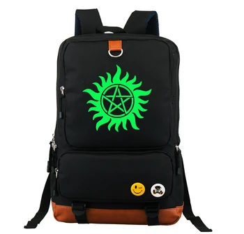 

Supernatural Bagpack Noctilucent Children Backpacks Unisex Rucksack Teenages SPN Cartoon Bag Students Anime Travel School Bags