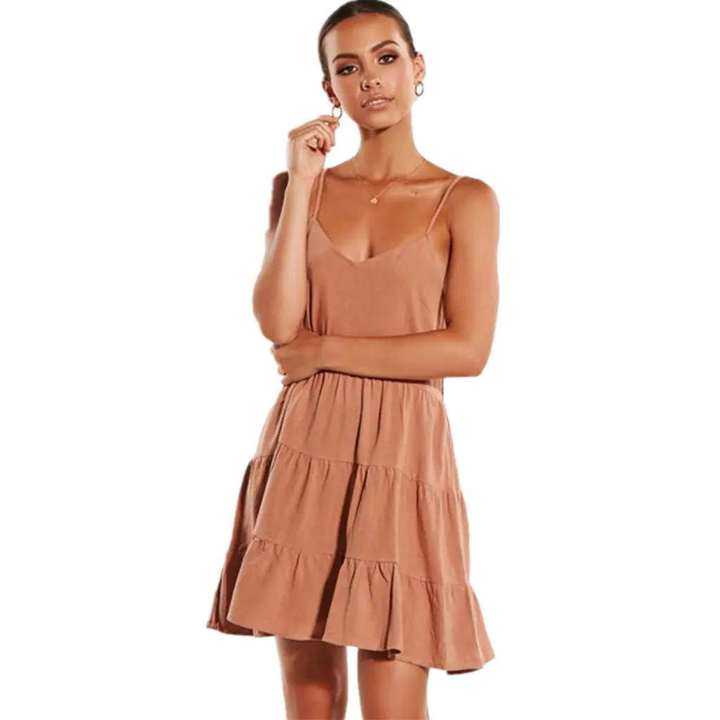 Women's Clothing Dress 2019 Ruffer Open Back Print Strap Dress Ms Summer Street Sexy Slim Fit Temperament Clothing #1