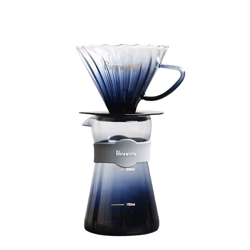 Brewista кофейник термостойкий стеклянный залейте над кофейником стеклянный контейнер для рук перколяторы 1-2чашки - Цвет: Темно-синий