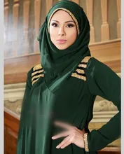 Green Dubai Hijab Muslim Evening Dress Long Sleeve Appliques High Neck Court Train Chiffon Arabic Italian Evening Gowns SZ3721
