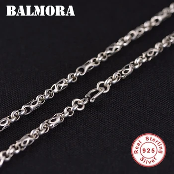 

BALMORA 100% Real 925 Sterling Silver Fashion S Hook Letter 0 Chains Necklaces for Men Male Antique Necklace Accessories CK0004