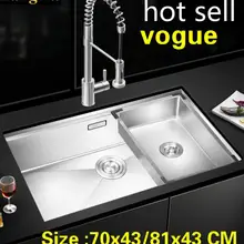 Бытовая кухонная ручная раковина одинарная мойка Высококачественная пищевая 304 нержавеющая сталь Горячая 70x43/81x43 см