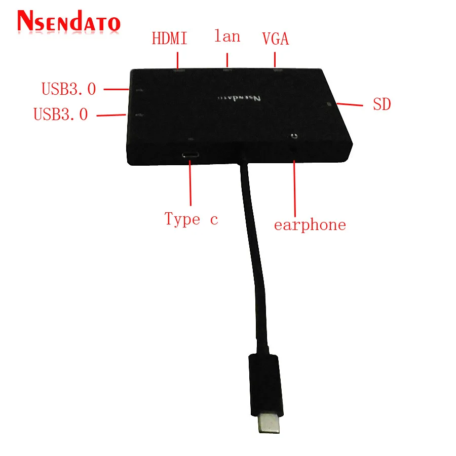 Адаптер Type C 8 в 1 USB3.0 HDMI VGA концентратор Gigabit Ethernet RJ45 3 5 мм аудио адаптер конвертер