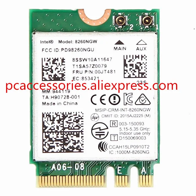 

Intel Wireless-ac 8260 8260ngw Ngff Dual Band Card 802.11a/b/g/n/ac 867mbps + Bluetooth 4.2 Wifi Card 7260 7265ac Fast Ethernet