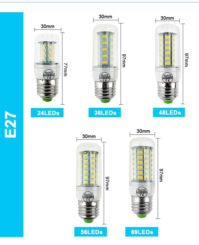 Светодиодный Светодиодная лампа-кукуруза E27 E14 G9 светодиодный светильник 220V 110V светодиодный лампы светильник 24 36 48 56 69 светодиодный s люстры свечи ампулы Bombillas lampada