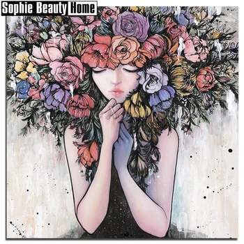 

Real 5D Diamond Cross Stitch Diy Full Diamond Painting Kit Beauty Diamond Embroidery Portrait Flowers Girl Needlework Art 189208