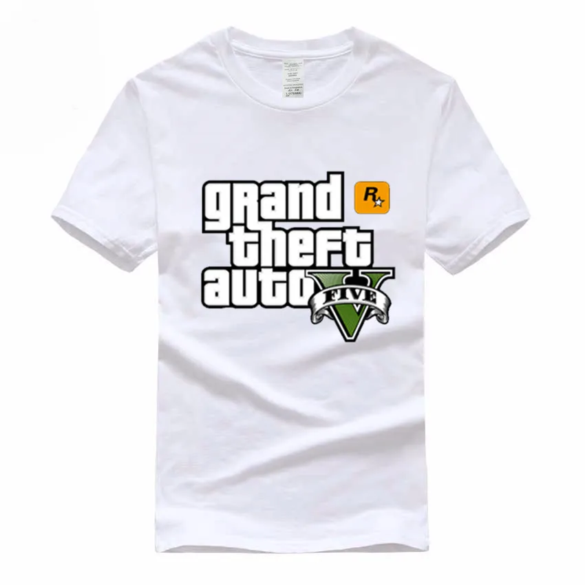 Игра Gta 5 хлопковые футболки Grand Theft Auto футболка Camisetas Hombre Gta Vice City футболка Homme GMT005 - Цвет: White B