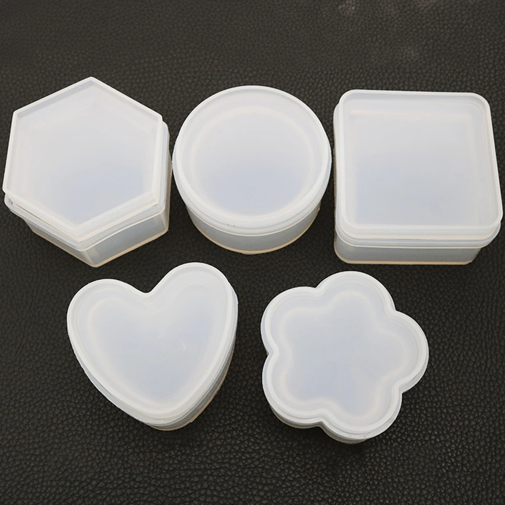 

Silicone Mold Epoxy Resin Molds with Cover Heart Round Crystal Epoxy Mold Dried Flower Resin Decor Craft Jewelry Storage Box