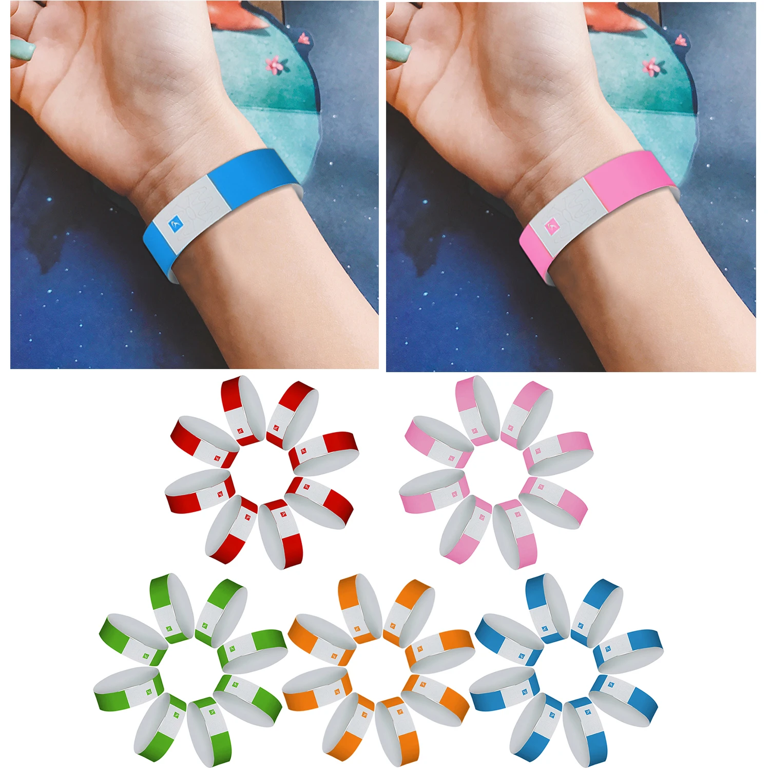 

Gosear 100PCS Disposable Waterproof Paper Wristbands Bracelets for Party Events Concerts Nightclubs Bars Waterparks