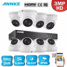 ANNKE 8CH 3MP CCTV System HD TVI DVR 8PCS 2048*1536 3MP TVI Security Dome Camera Outdoor CCTV Camera Home Video Surveillance Kit