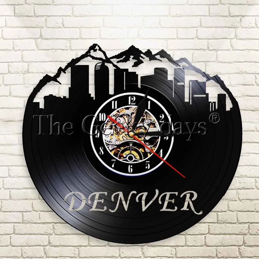1Piece Denver Skyline Clock Colorado Cityscape Clock Wall Art USA