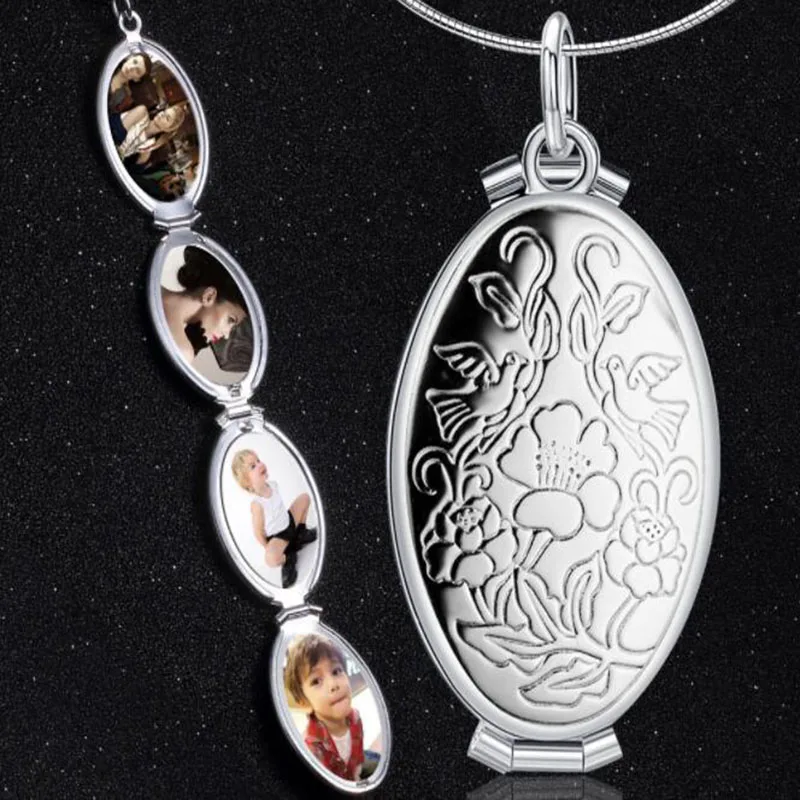 

Rose Flower Expanding Photo Locket Necklaces & Pendant Chocker Personalized Necklace Put 4 Photos Fashion Jewelry For Women