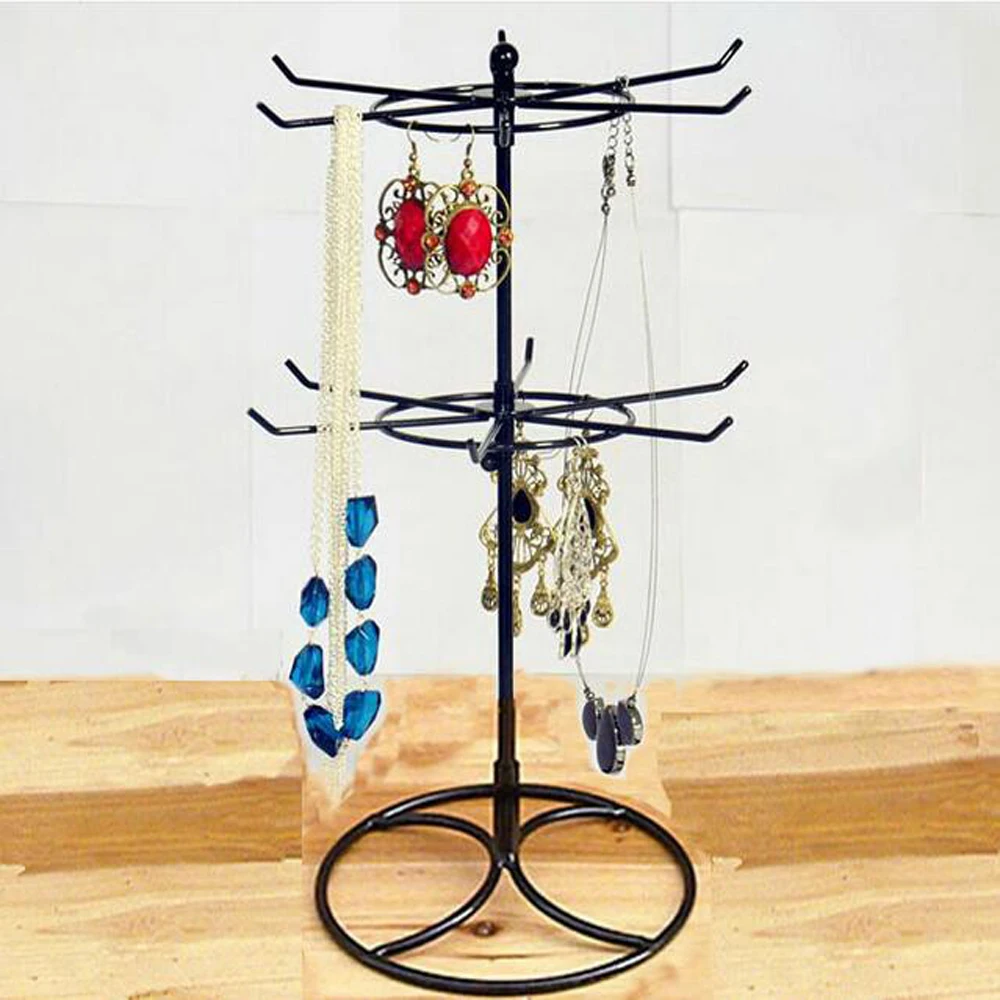 

XRHYY Earring Stud Hook For Women Girl 2-Tier Rotary Jewelry Stand Rack Earring Necklace Ring Display Organizer Pendant Holder