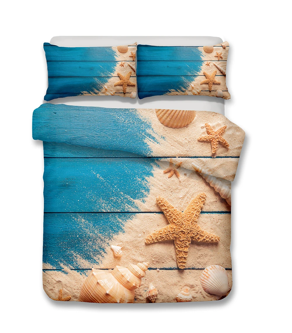 HELENGILI 3D комплект постельного белья с принтом морской звезды пододеяльник набор реалистичное постельное белье с наволочкой набор домашнего текстиля#2-01