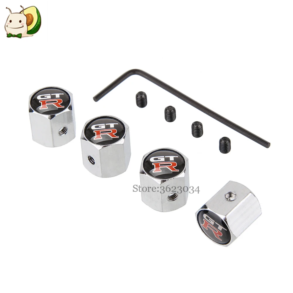Tire Valve Caps Wheel Stem Theftproof GTR Logo for Nissan Frontier Sentra Versa BlueBird 350 z