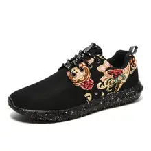 2017 Women Men Casual Shoes Breathable Fashion Canvas Lace Up Mens Trainers Air Mesh Shoes Red Black Floral Shoes Women Sneakers