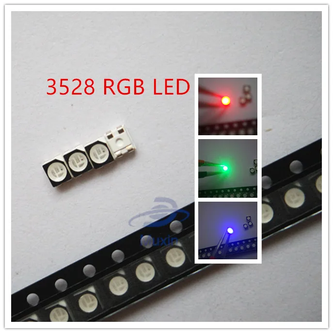 100 шт питание для RGB 1210 3528 SMD SMT PLCC-2 светодиодный Красный Зеленый Синий