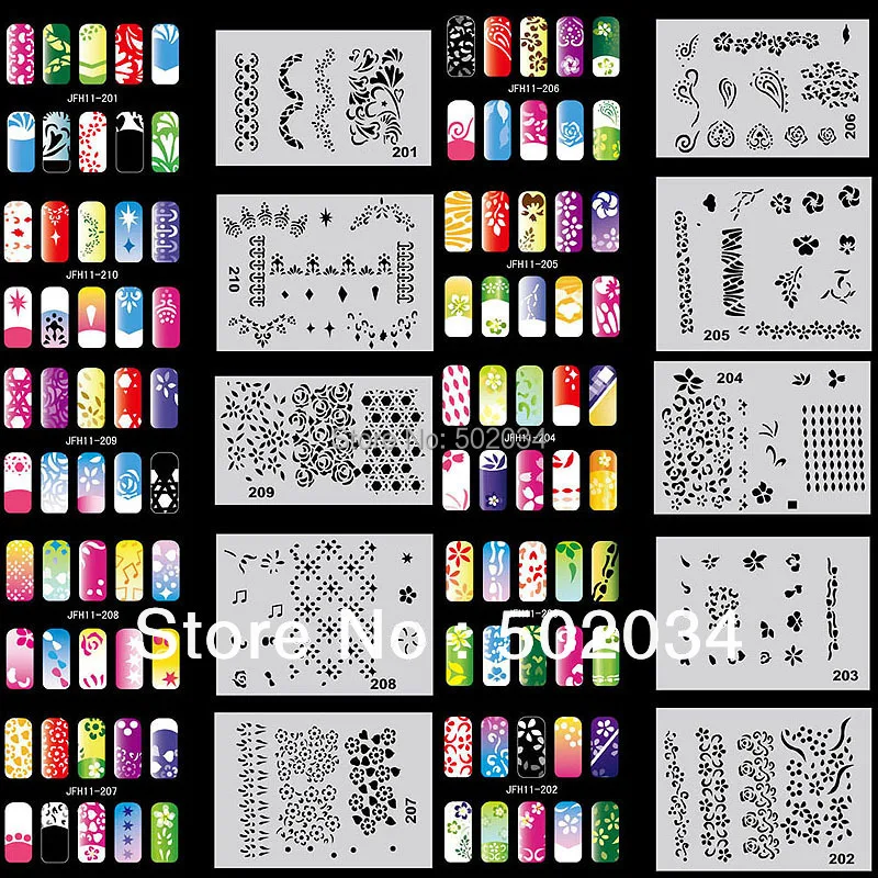 Nail Stencil Stickers Find Deals On Ejiubas 12 Pcs 24 Diffe Designs Easy Nail Art Vinyls Stencil Sheets Stickers