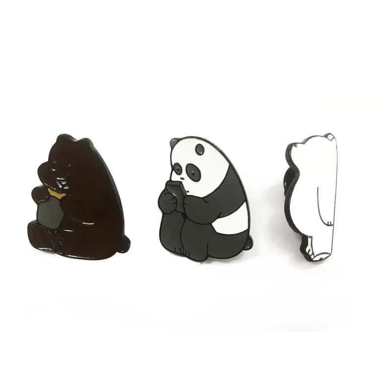 

We Bare Bears Brooch Badges Grizzly Panda Ice Bear Pendant Pins Brooches for Women Men Kids Jewelry Gift