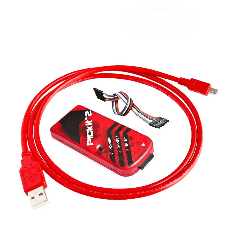 

Free shipping PICKIT2 PIC Kit2 Simulator PICKit 2 Programmer Emluator Red Color w/USB cable Dupond Wire