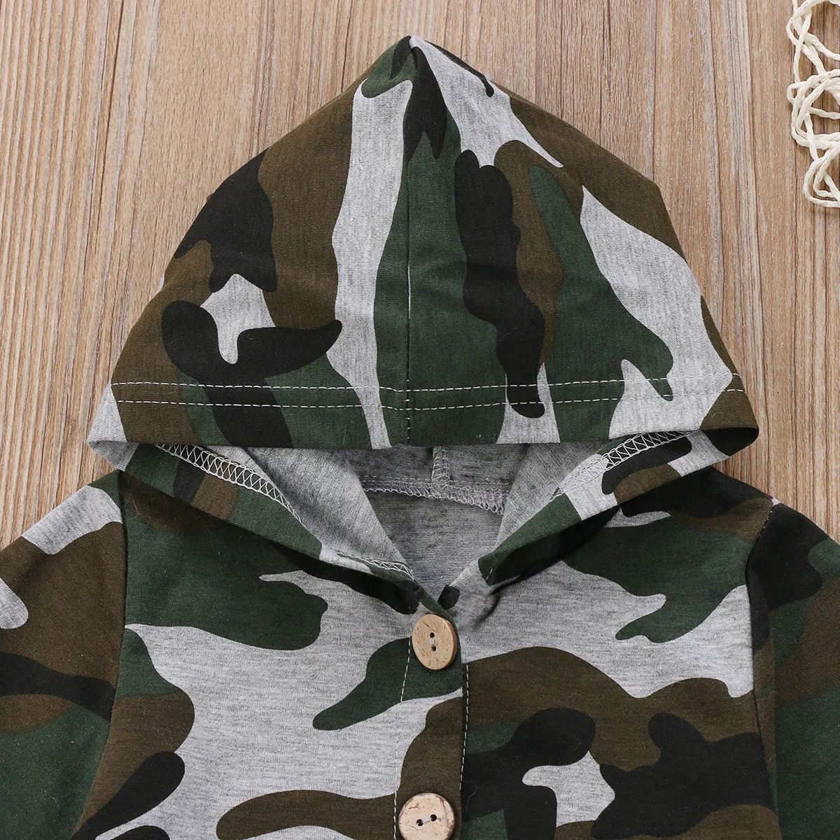 Camo Hooded Button Down