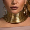 MANILAI Vintage Statement Choker Necklace Women Gold Color Leather Collar Maxi Necklace African Jewelry Adjustable Chokers Big ► Photo 2/6