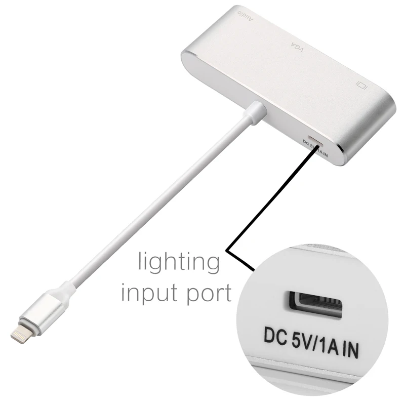 Lighting 8 pin к VGA и HDMI 3 5 мм аудио адаптер с блок питания Micro USB для iPhone X 8Plus 7 Plus 6s 6 iPad mini| |