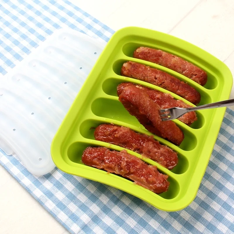 

High Temperature Sausage Making Mold Silicone Handmade Hot Dog Maker Mould With 6 Cavity Patty Makers DIY Kitchen Gadgets